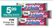 PVM Energy Bar Assorted-40g/45g Each