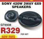 Sony 420W 3Way 6x9 Speakers GT6938-Per Set