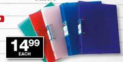 Croxley 2D Transparent Ring Binder Assorted Colours-each