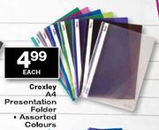 Croxley A4 Presentation Folder Assorted Colours-each