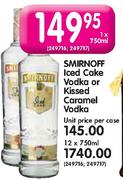 Smirnoff Iced Cake Vodka or Kissed Caramel Vodka - 750ml