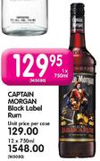 Captain Morgan Black Label Rum - 12x750ml