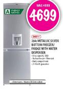 Defy Metallic Silver Bottom Freezer Fridge with Water Dispenser-284 Ltr 