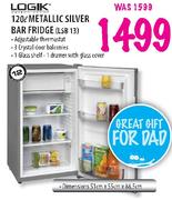 Logik Metallic Silver Bar Fridge-120 Ltr (LSB 13)