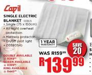 Capil Single Electric Blanket-75x150cm