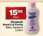 Elizabeth Anne's & Purity Baby Aqueous Lotion-200ml