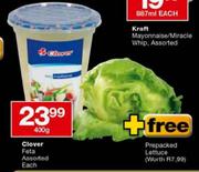 Clover Feta Assorted Each-400g + Free Prepacked Lettuce
