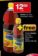 Amila Ice Tea Assorted, Each-1.5 Ltr + Free Amila Ice Tea Assorted Each-500ml