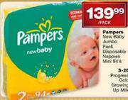 Pampers New Baby Jumbo Pack Disposable Nappies Mini-94's