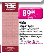 RBE Receipt Books Per 2 Pack 