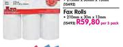 Aro Fax Rolls-210mm x 30mm x 13mm Per 3 Pack