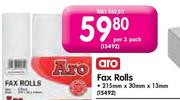 Aro Fax Rolls-215mm x 30mm x 13mm Per 3 Pack