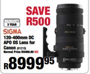 Sigma 120-400mm DC APO OS Lens For Canon