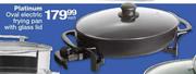 Platinum Oval Electric Frying Pan With Glass Lid-Each