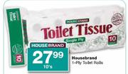 Housebrand 1-Ply Toilet Rolls-10's