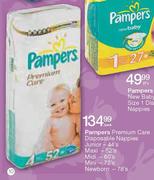 Pampers Premium Care Disposable Nappies Midi-60's Per Pack
