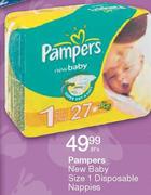 Pampers New Baby Size 1 Disposable Nappies-27's