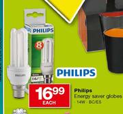 Philips Energy Saver Globes (BC/ES)-14W each