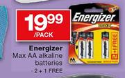 Energizer Max AA Alkaline Batteries-2 Per pack + 1 Free