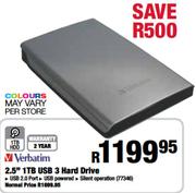 Verbatim 2.5" USB 3 Hard Drive-1TB