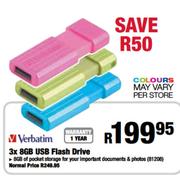 Verbatim USB Flash Drive-3 x 8GB