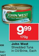 John West Shredded Tuna in Oil/Brine, Each-170g