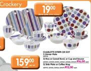Charlotte Stripe Or Dot Rice Or Cereal Bowl Or Cup & Saucer-Each