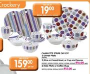Charlotte Stripe Or Dot Side Plate Or Coffee Mug-Each