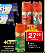 Doom Odourless Banded Pack-2 x 300ml + Free Doom Insecticide 300ml