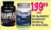 SSN 1Kg Anabolic Massbuilder or Evox 1Kg 5XL Muscle Meal-Each