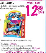 8 Jumbo Crayons/ 8 Mega Jumbo Crayons-Each