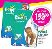 Pampers Active Baby junior-58's/Maxi Plus-62's/Maxi-70's-Per Pack
