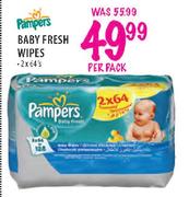 Pampers Baby Fresh Wipes-2x64's