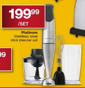 Platinum Stainless Steel Stick Blender Set - Per Set