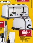 Platinum Stainless Steel Taster With Bread Tray - 4 Slice