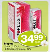 Bioplus Syrup-200ml/Effervescent Tablets-10's each