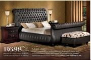 Mont Clare Deep-Buttered Leather Bed
