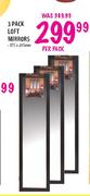 3 Pack Loft Mirrors-975 x 265mm Per Pack