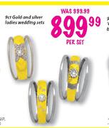9ct Gold & Silver Ladies Wedding Sets-Per Set