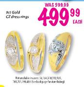 9ct Gold CZ Dress Rings-Each 