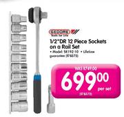 1/2" DR 12 Piece Sockets On A Rail Set