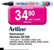 Artline Permanent Markers EK700-per 3 pack