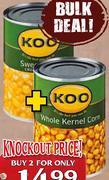 Koo Sweetcorn Creamstyle-415gm & Koo Whole Kernel Corn-410gm