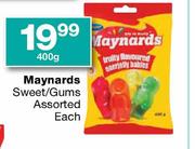 Maynards Sweet/Gums Assorted-400g Each