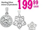 Sterling Silver Micro CZ Pendants-Each