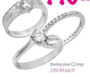 Sterling Silver CZ Rings-Each