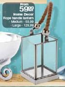 Home Decor Rope Handle Lantern Medium-Each