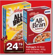 Kellogg's All-Bran With Sultanas-400g/All Bran Flakes-500g Each