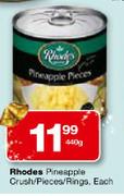Rhodes Pineapple Crush/Pieces/Rings - 440gm Each
