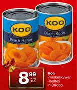 Koo Perskeskywe/helftes In Stroop - 410gm Elk